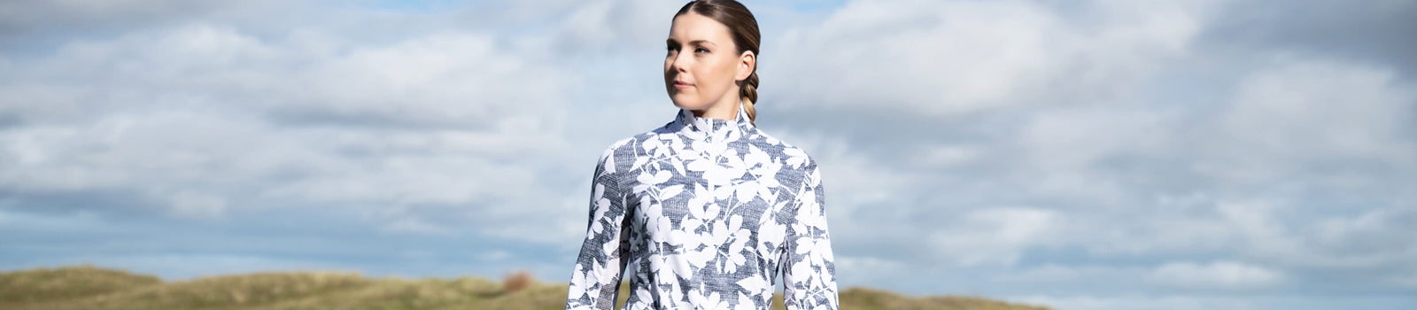 Callaway women'monochrome floral print long sleeve top at GolfGarb