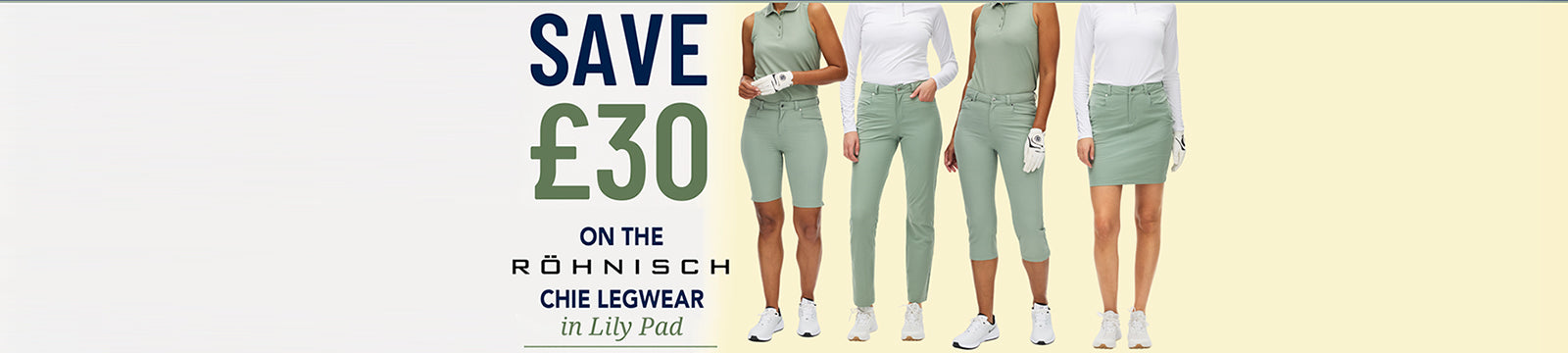 Rohnisch golf Chie legwear offer to save £30 on all styles in the lily pad colour.