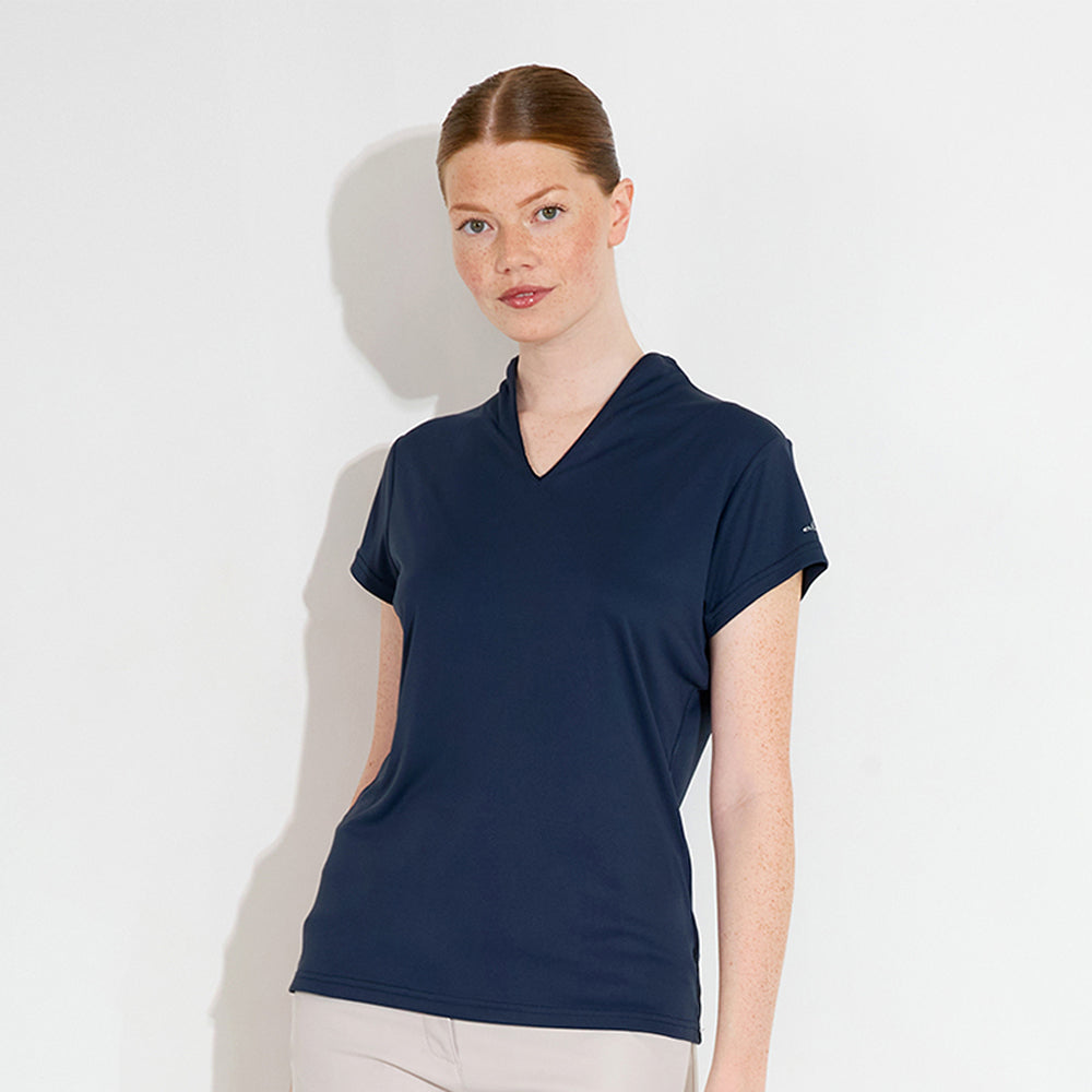 Abacus Ladies DryCool Cap Sleeve Polo in Navy - Soft, Stretch