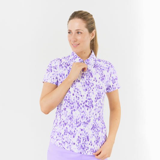 Pure Golf Ladies Short Sleeve Polo in Dapple Effect Print