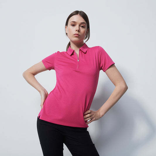 Daily Sports Honeycomb Short Sleeve Polo Shirt in Tulip Pink