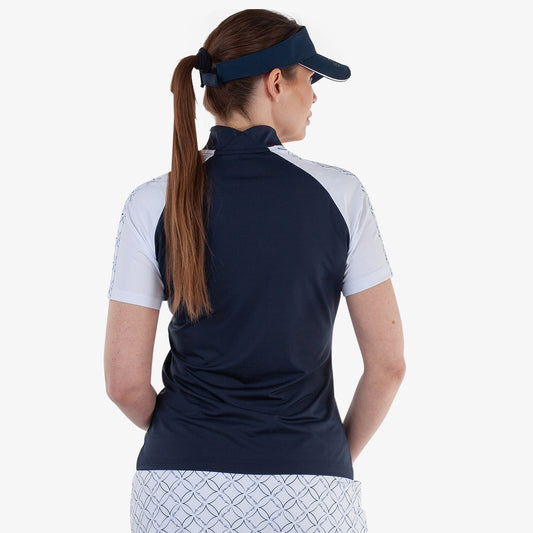 Galvin Green Women's Refined Zip-Neck Navy Polo with Contemporary Contrast Design