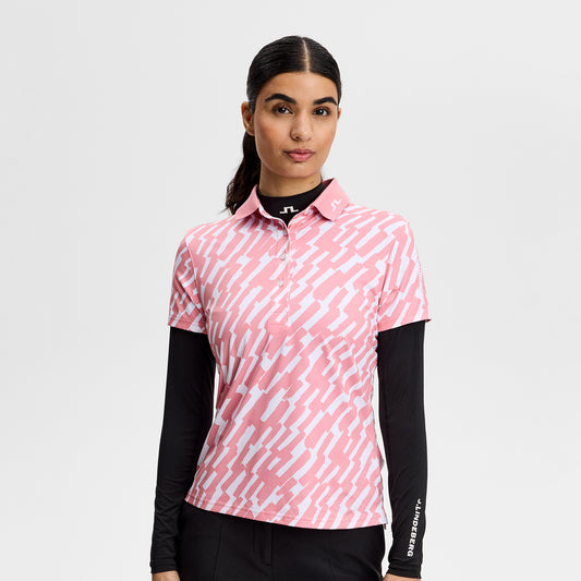 J.Lindeberg Ladies Tour Tech Printed Polo - Feminine Performance with Effortless On-Course Style