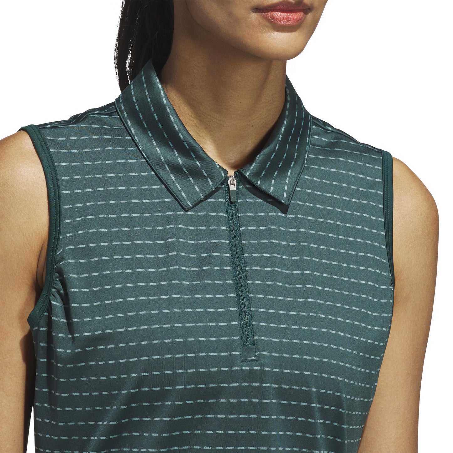 adidas Golf Ladies Sleeveless Zip-NeckTop with Dashed Line Print
