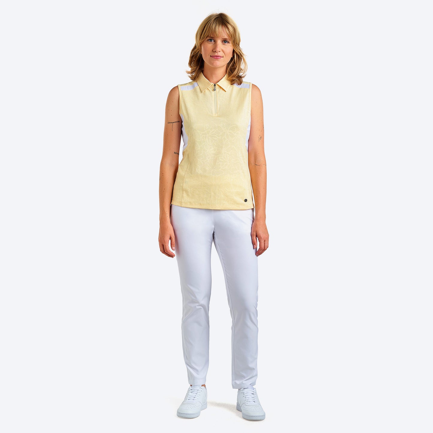 Nivo Ladies Micro-Perforated Sleeveless Polo in Honey Infusion