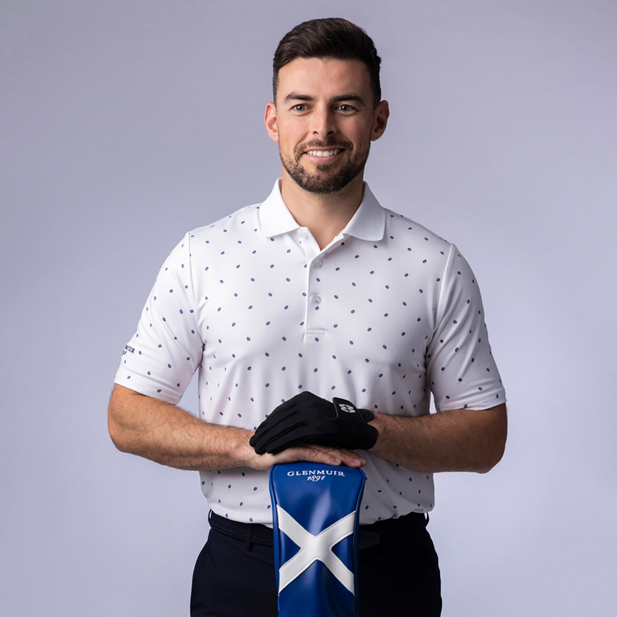 Glenmuir Mens Short Sleeve Polo with Saltire Flag Print