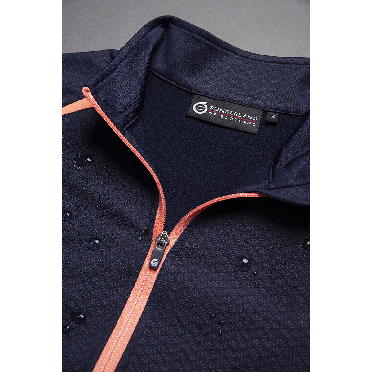 Sunderland Ladies Thermal Water Repellent Zip-Neck Mid-Layer in Navy Shell Print