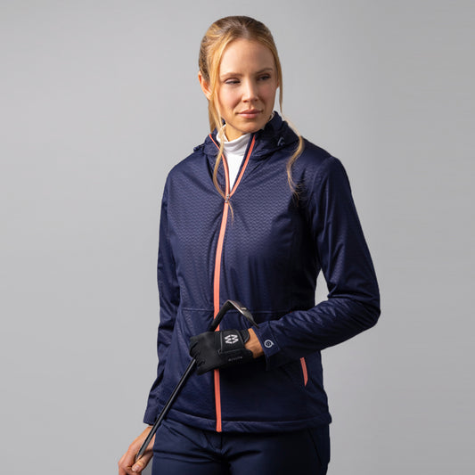 Sunderland Ladies Insulating Waterproof Jacket with Hood in Navy Shell Print