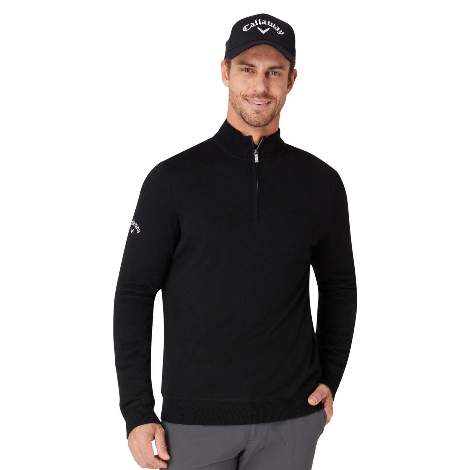 Callaway Mens Black Thermal Windstopper Merino Blend Sweater