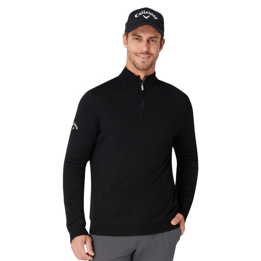 Callaway Mens Black Thermal Windstopper Merino Blend Sweater