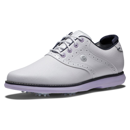 FootJoy Ladies Traditions Wide Fit Waterproof Golf Shoes with SoftSpikes