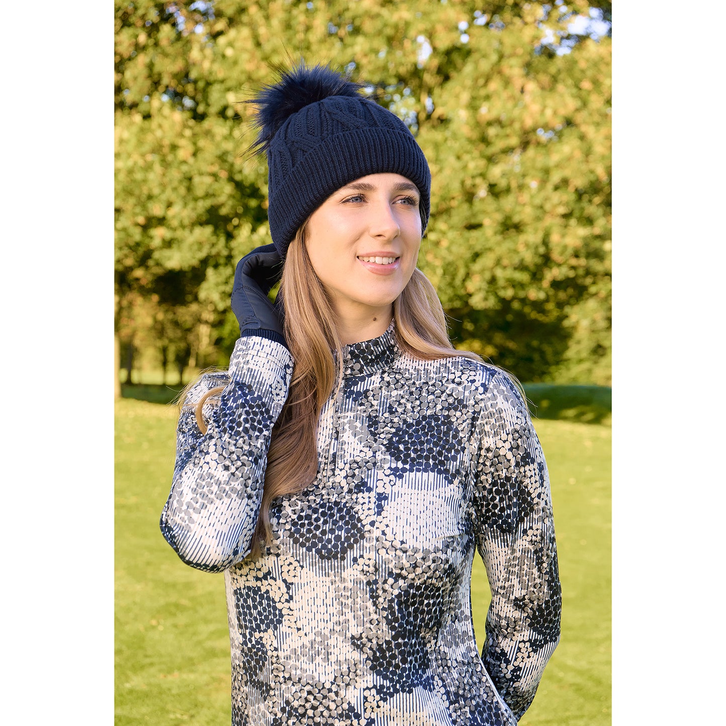 Pure Golf Ladies Long Sleeve Mid-Layer in Dot Print