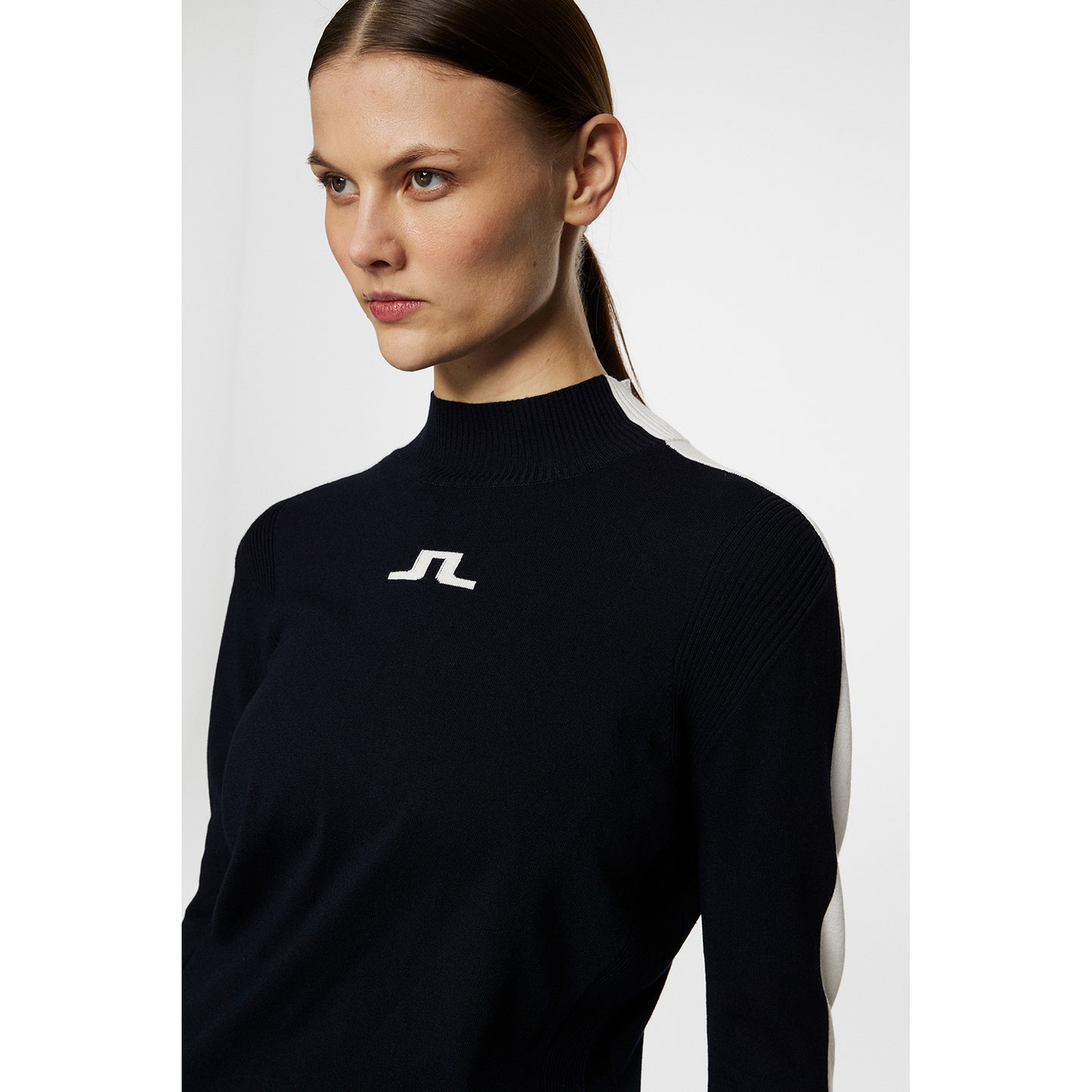 J.Lindeberg Ladies Navy Knitted Sweater with Ribbed Detailing