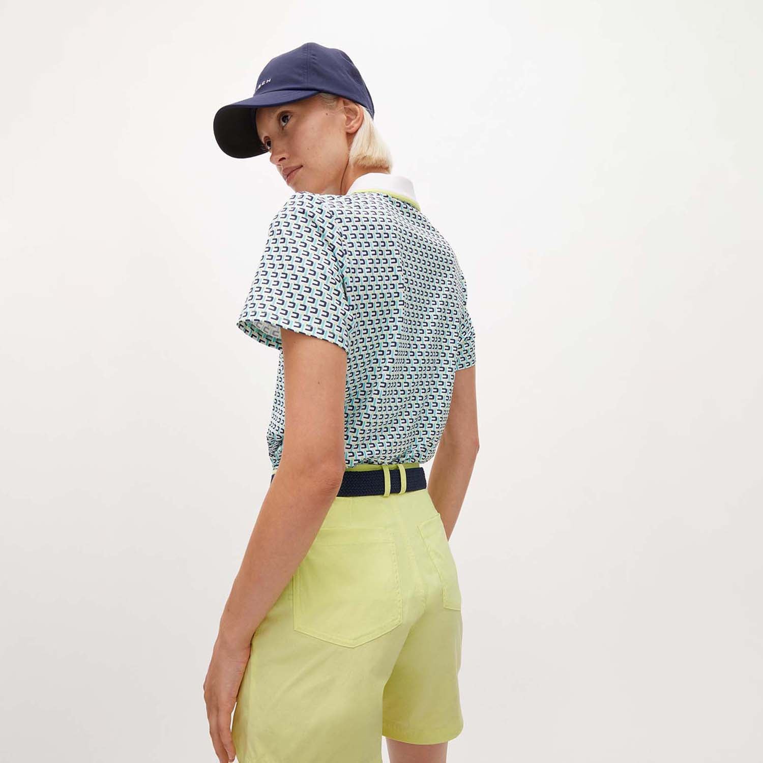Rohnisch Ladies Printed Short Sleeve Polo in Logo Mint