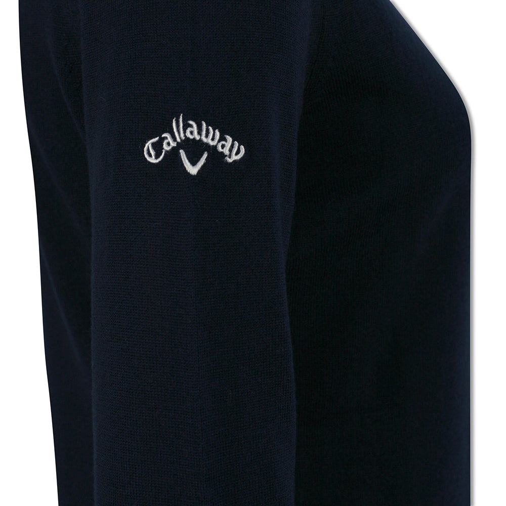 Callaway Ladies V-Neck Merino Golf Sweater in Dark Navy
