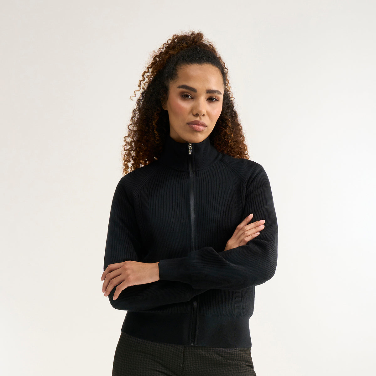 PING Ladies Full-Zip Lined Golf Sweater in Black