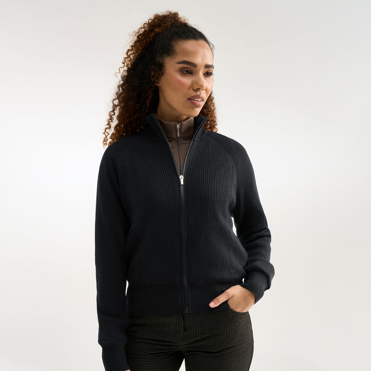 PING Ladies Full-Zip Lined Golf Sweater in Black