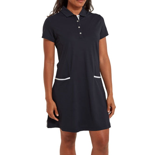 FootJoy Women's Short Sleeve Golf Dress in Navy & White