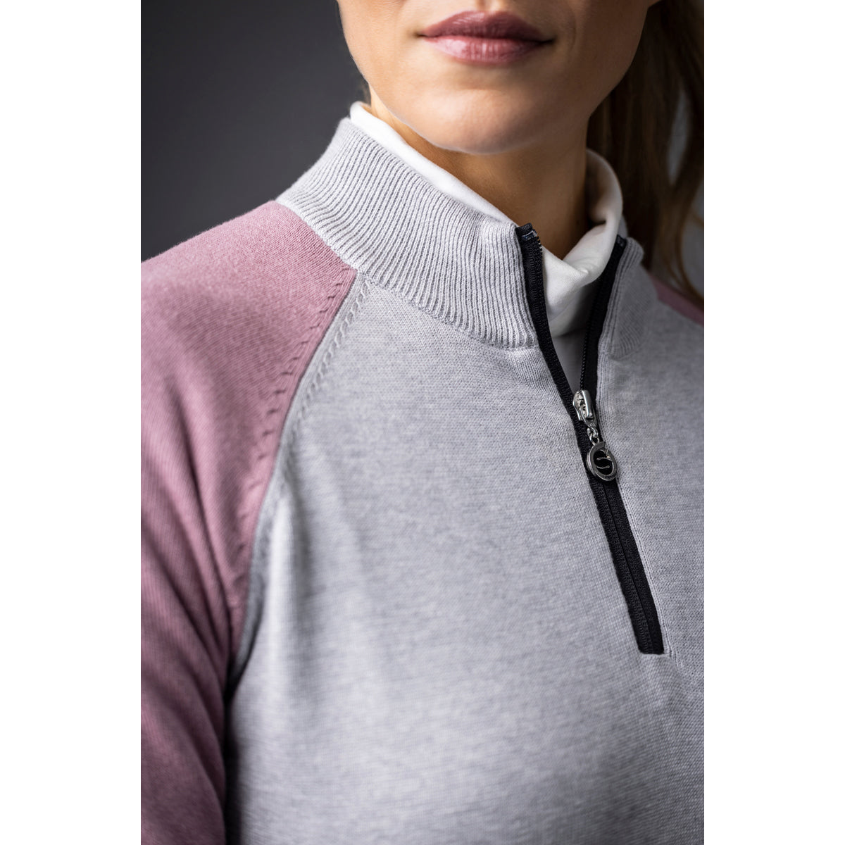 Sunderland Ladies Lined Sweater with Water Repellent Scotchgard in Silver Marl and Pink