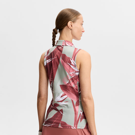 J.Lindeberg Ladies Printed Sleeveless Polo for Lightweight Performance with Standout Style