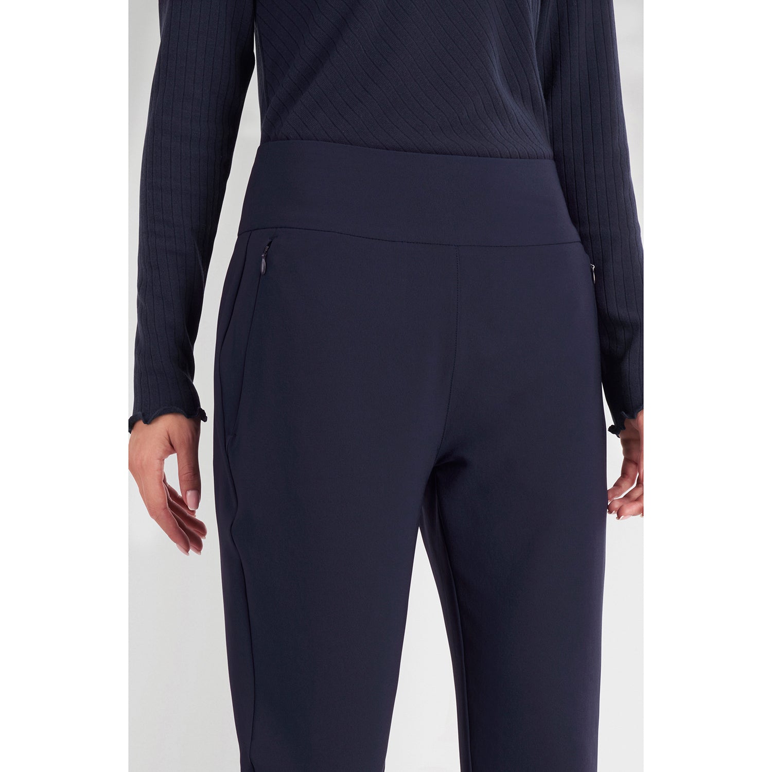 Green Lamb Pull-On Contour Trousers in Navy 