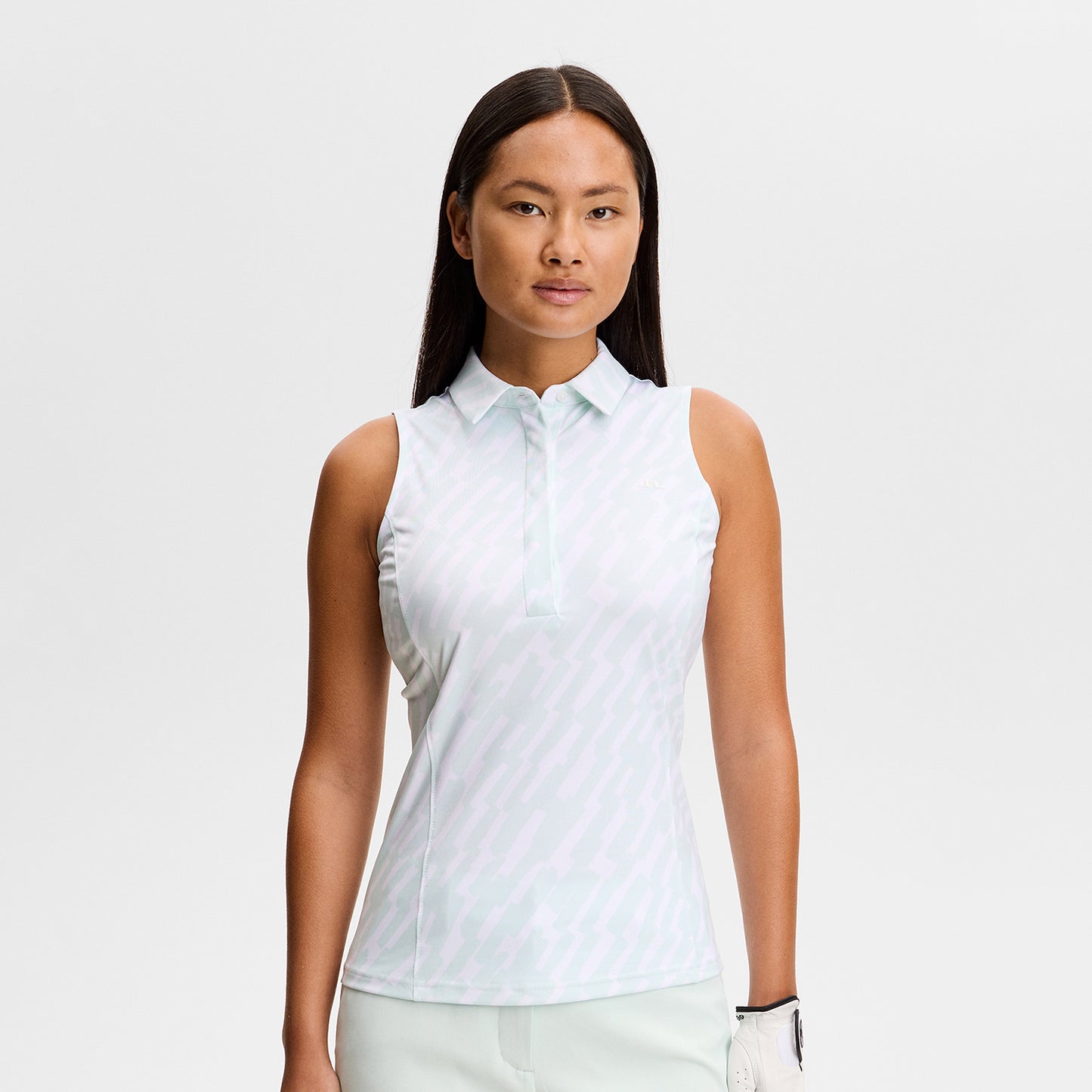 J.Lindeberg Ladies Printed Sleeveless Polo for Lightweight Performance with Standout Style