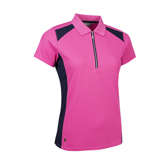 Glenmuir Ladies Short Sleeve Polo with Contrast Panels in Hot Pink & Navy