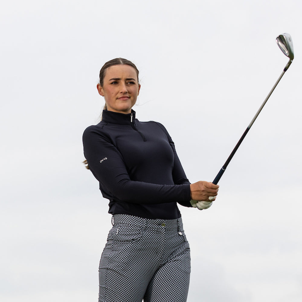 PING Ladies Long-Sleeve Half-Zip Golf Top in Black