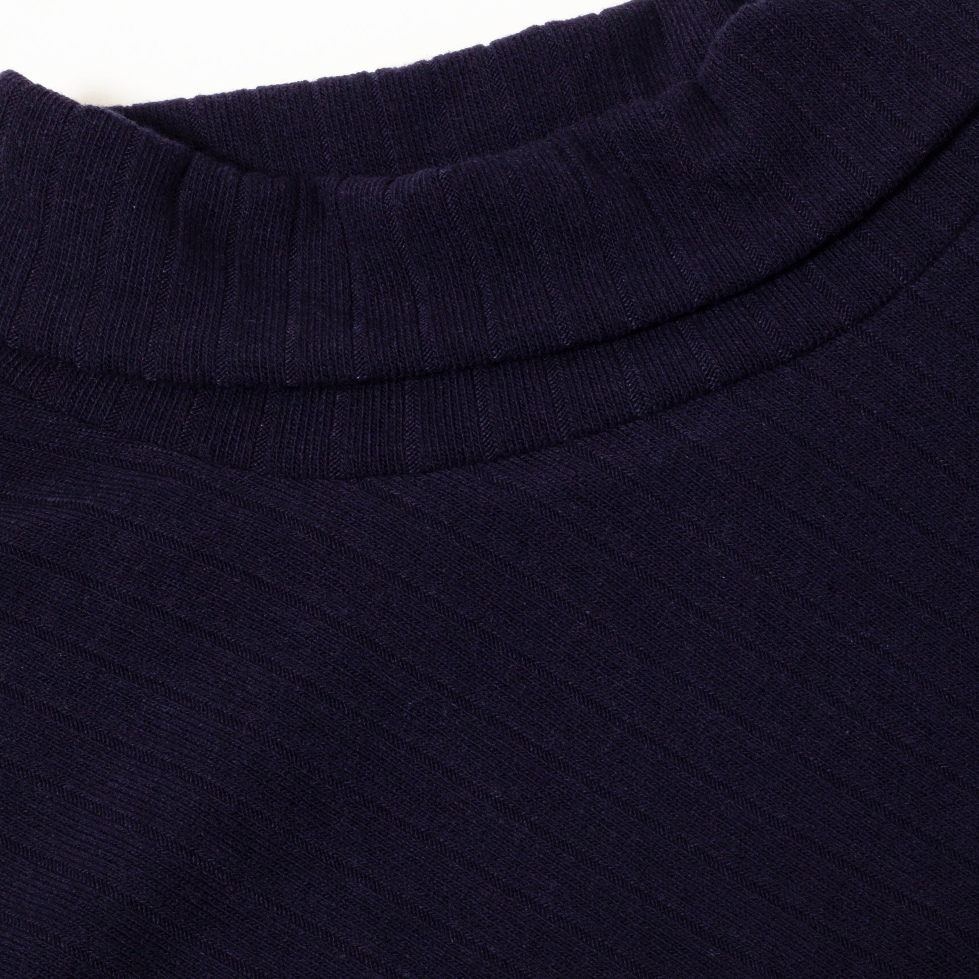 Green Lamb Ladies Soft-Stretch Roll Neck with Diagonal Rib Detail in Navy