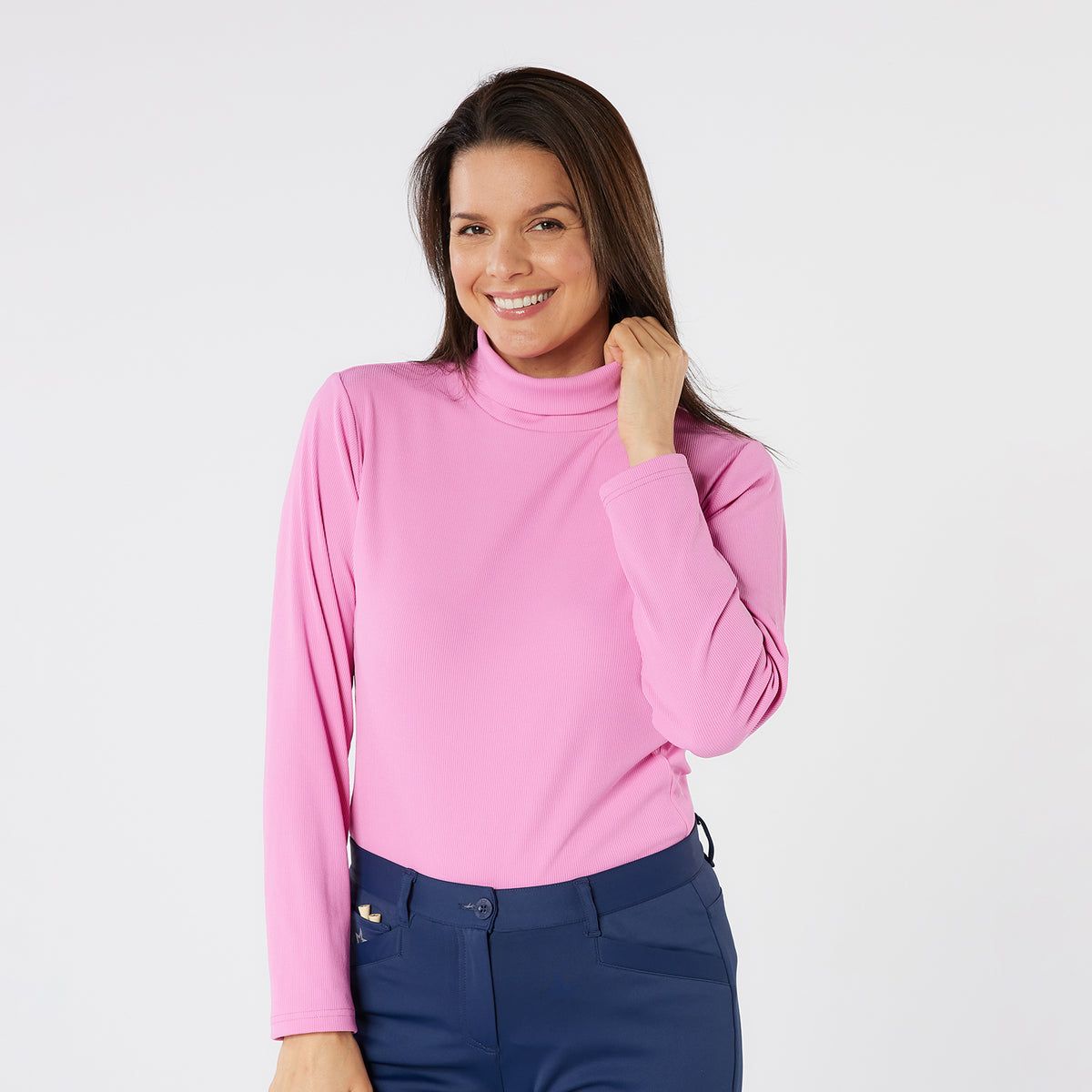 Swing Out Sister Soft-Stretch Ribbed Roll Neck with Brushed Back Inner