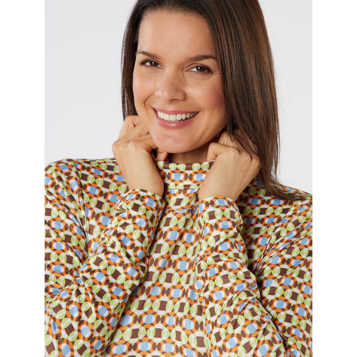 Swing Out Sister Soft-Stretch Patterned Roll Neck
