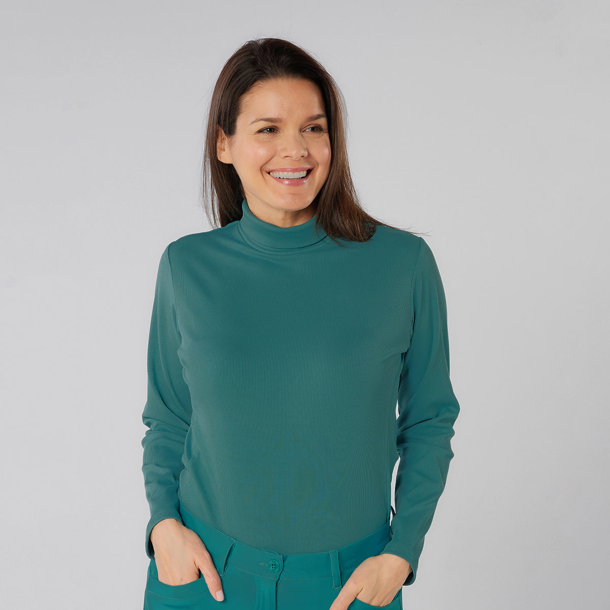 Swing Out Sister Soft-Stretch Ribbed Roll Neck with Brushed Back Inner