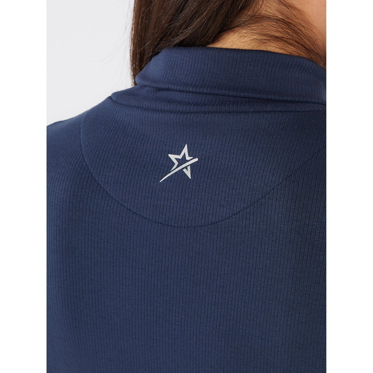 Swing Out Sister Navy Soft-Stretch Ribbed Roll Neck with Brushed Back Inner