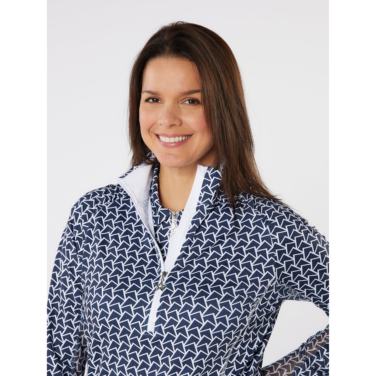 Swing Out Sister Long Sleeve Top with Mesh Ventilation in Navy