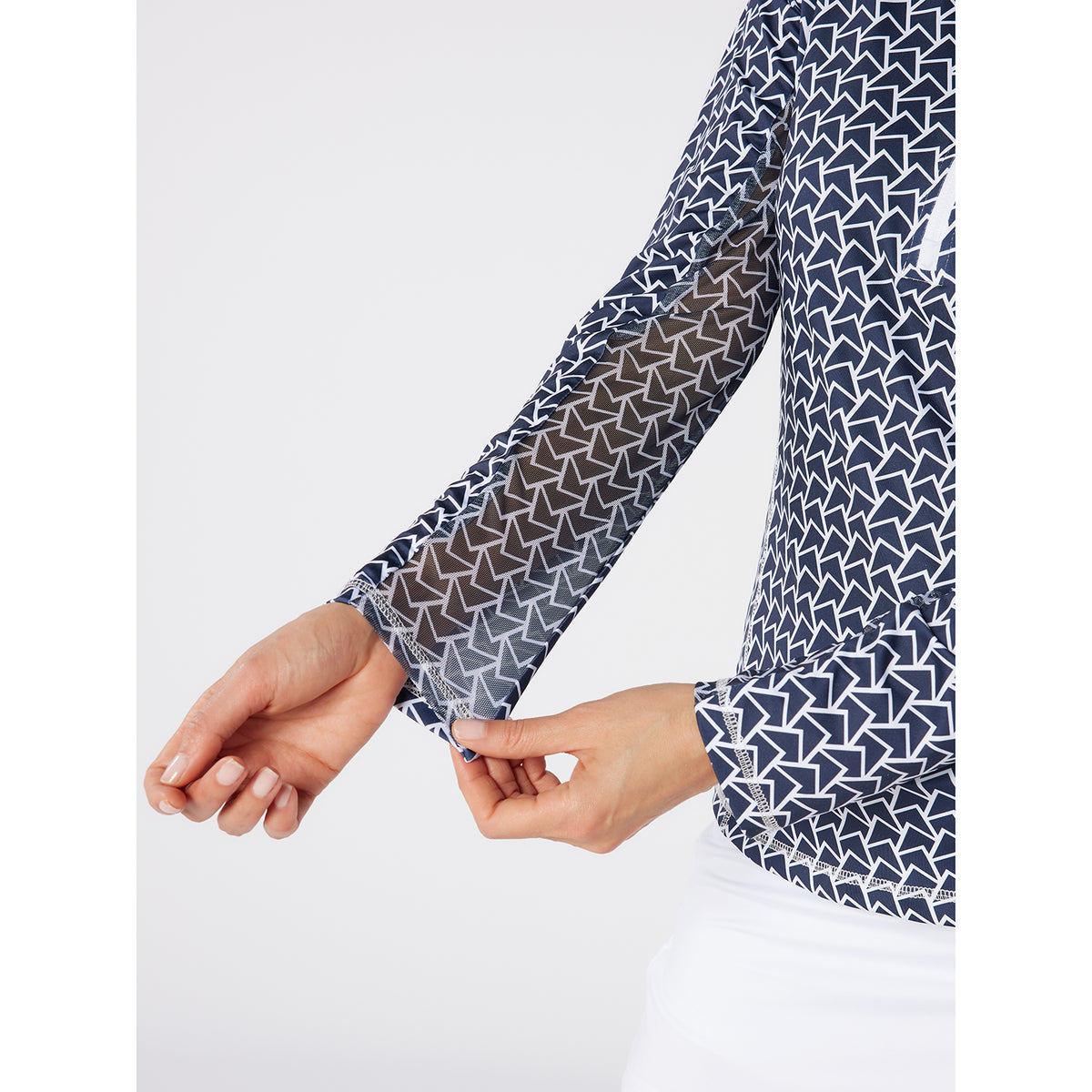 Swing Out Sister Long Sleeve Top with Mesh Ventilation in Navy