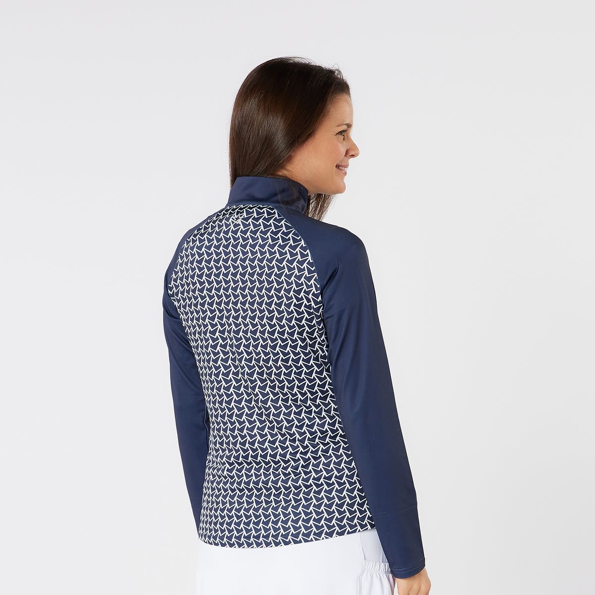 Swing Out Sister Micro Fleece Backed Top with Back Pattern in Navy