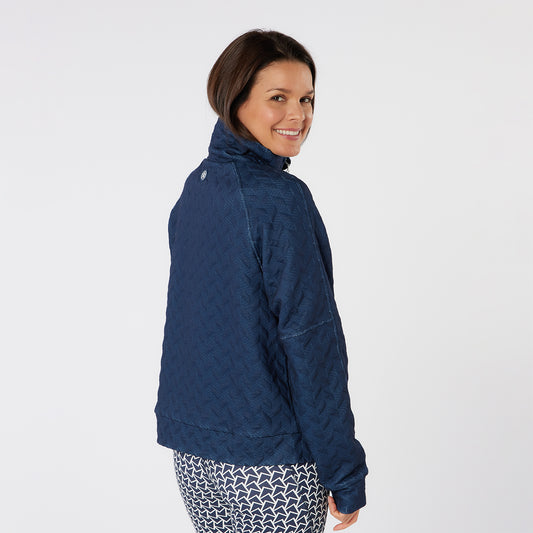 Swing Out Sister Ladies Quilted Lined Sweater with 1/4 Zip in Navy