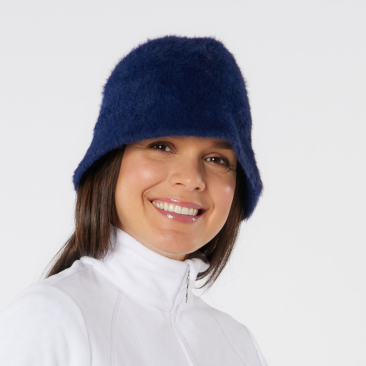 Swing Out Sister Faux Fur Bucket Hat in Navy