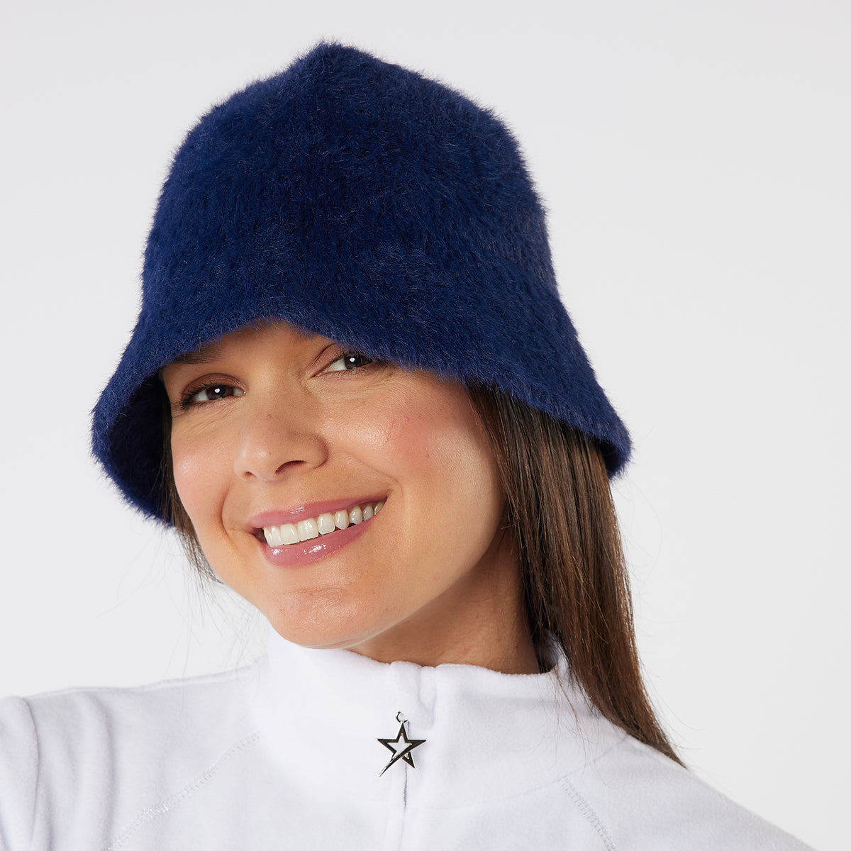 Swing Out Sister Faux Fur Bucket Hat in Navy