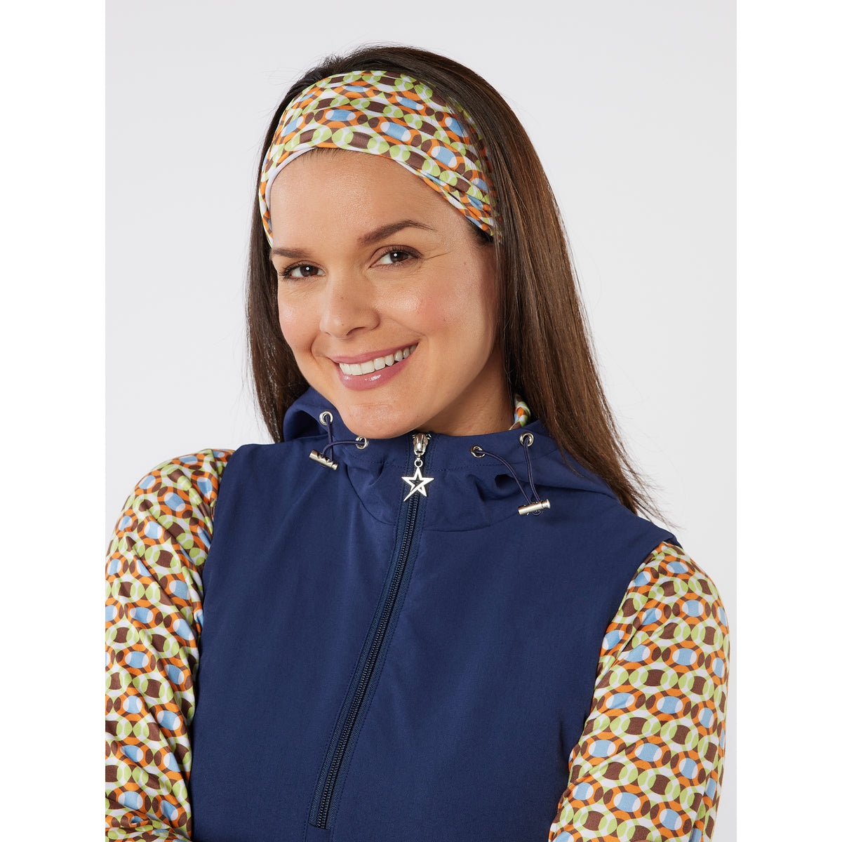 Swing Out Sister Winter Golf Dress with Front Pocket & Adjustable Hood in Navy 