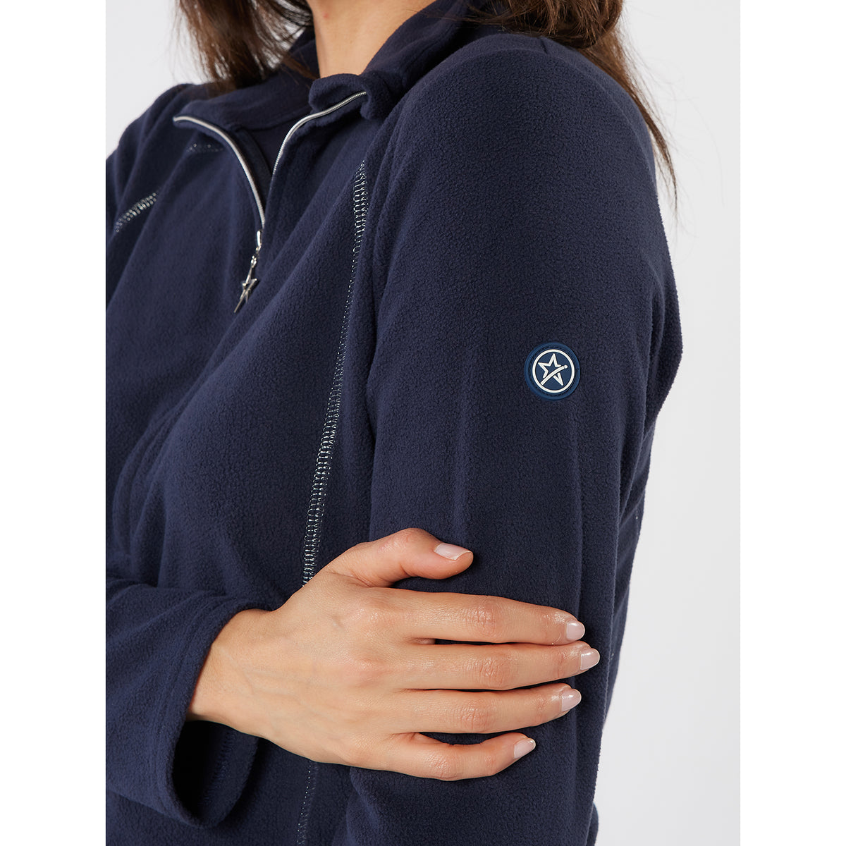 Swing Out Sister Ultra-Soft 1/4 Zip Fleece in Navy with Silver Thread Contour Seams	