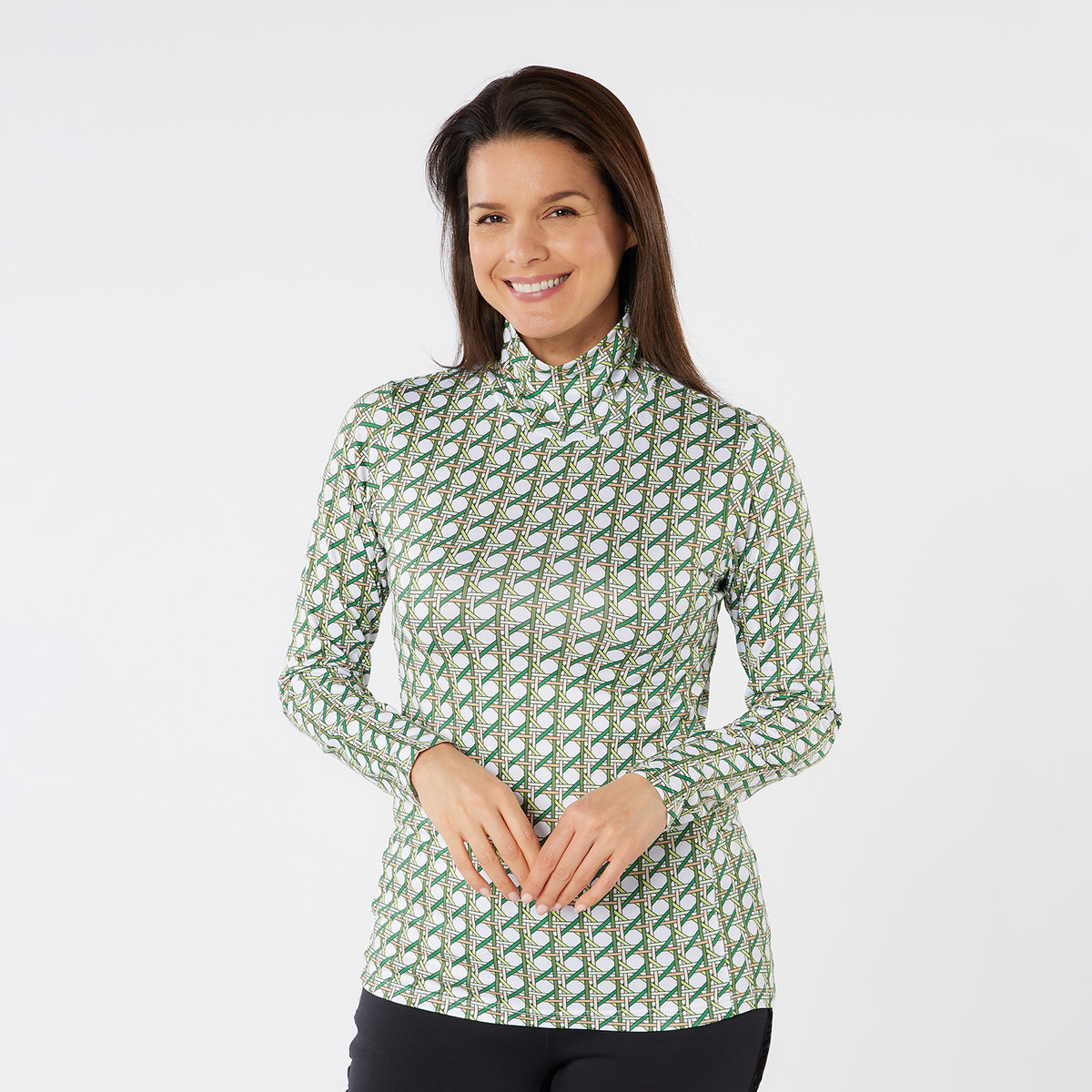 Swing Out Sister Soft-Stretch Patterned Roll Neck