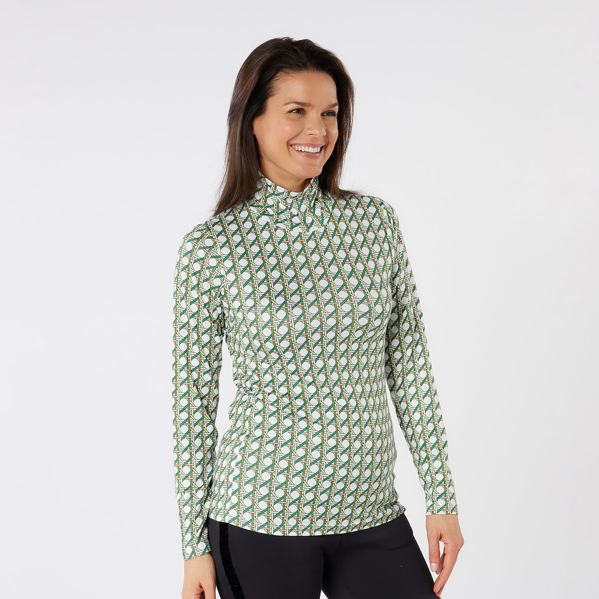 Swing Out Sister Soft-Stretch Patterned Roll Neck