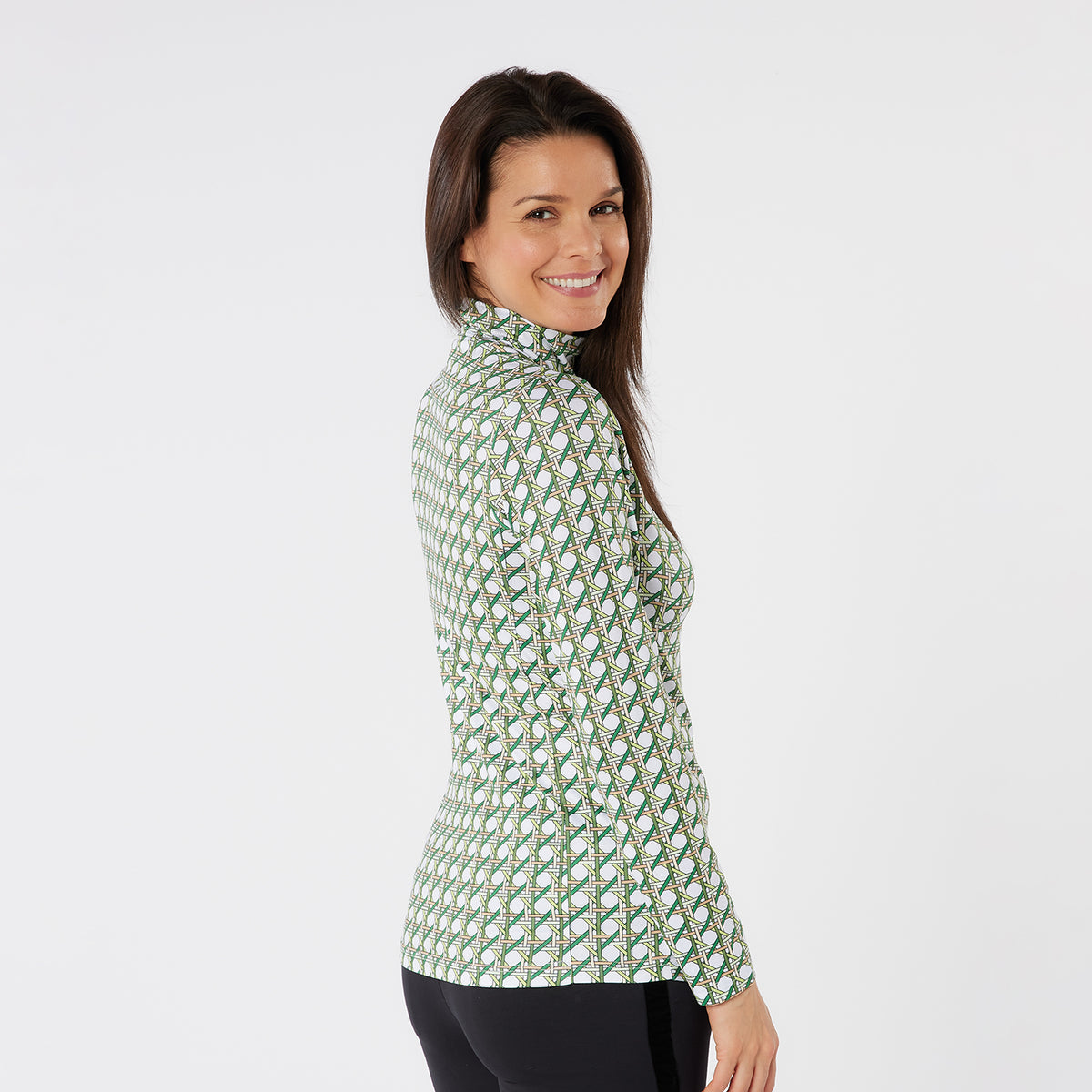 Swing Out Sister Soft-Stretch Patterned Roll Neck
