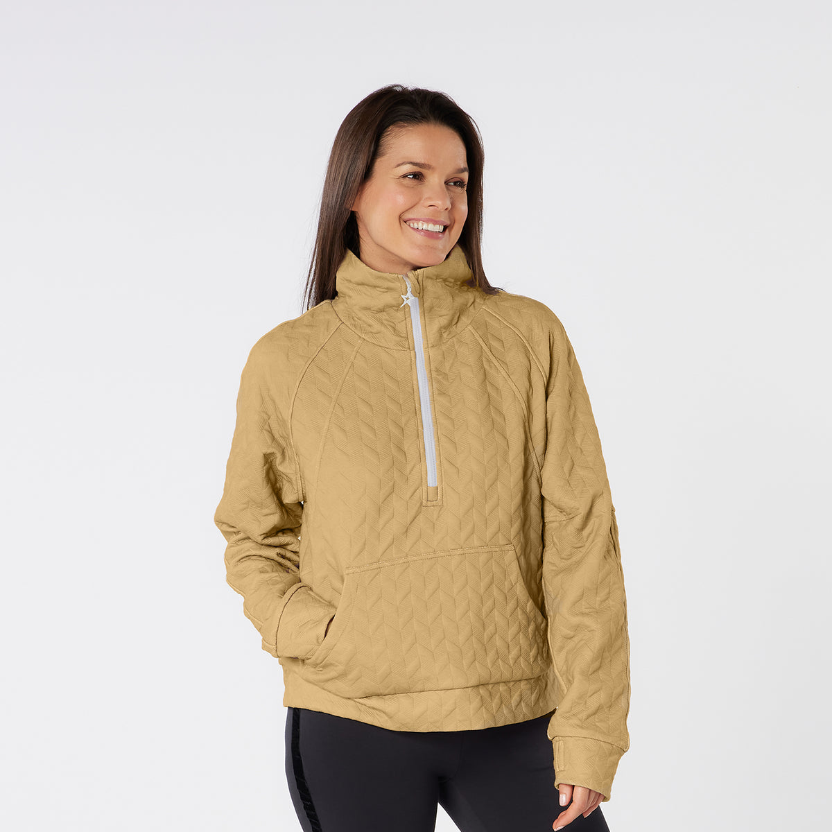 Swing Out Sister Ladies Quilted Lined Sweater with 1/4 Zip