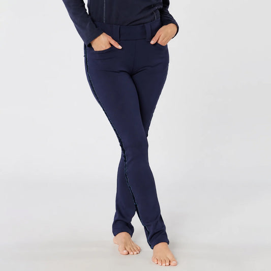 Swing Out Sister Thermal Pull-On Fleece Backed Trousers with Belt Loops in Navy