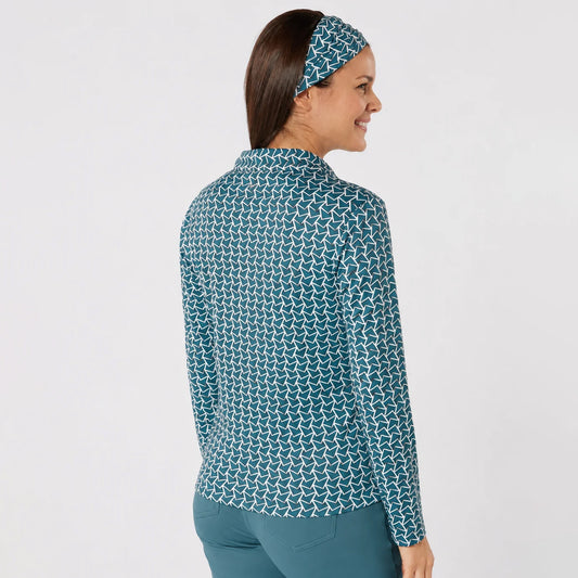 Swing Out Sister Button Down Polo with Gentle Ruched Detail
