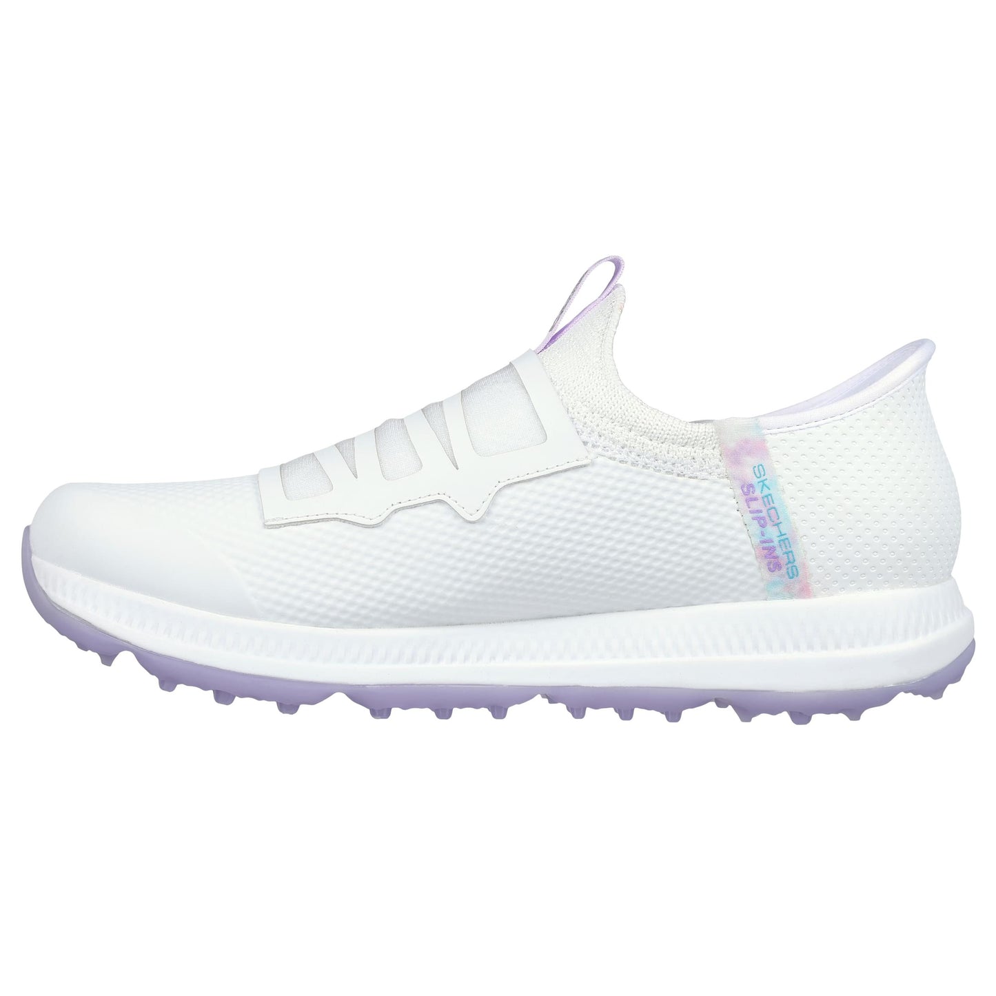 Skechers Ladies GO GOLF Elite 5 - Slip in waterproof shoe in White/Lavender