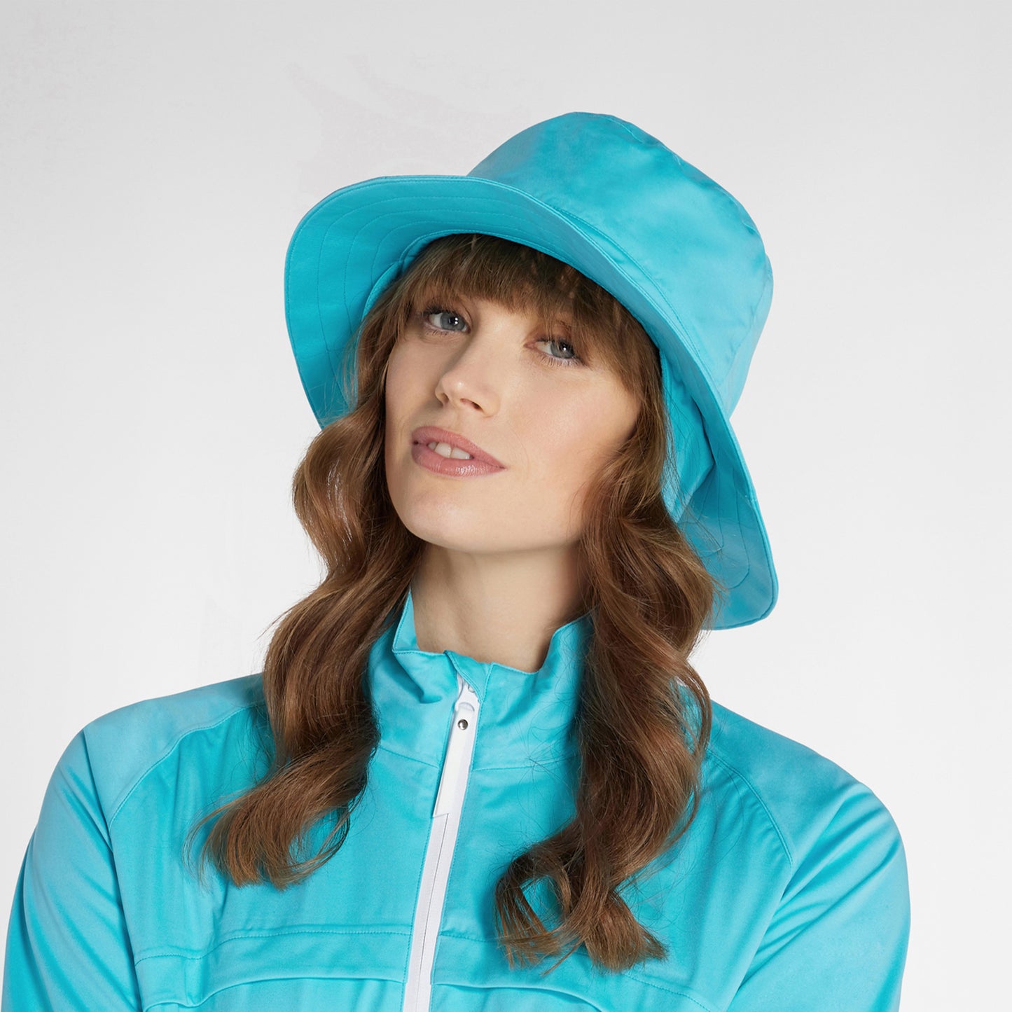 Green Lamb Ladies Waterproof Golf Hat in Scuba Blue