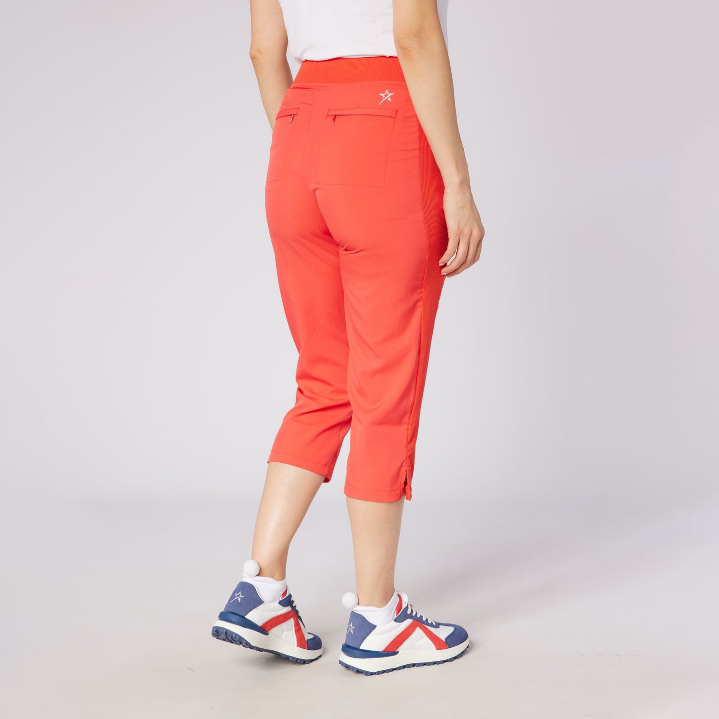 Swing Out Sister Ladies Lightweight Pull-On Capris with Ribbed Side Stripe